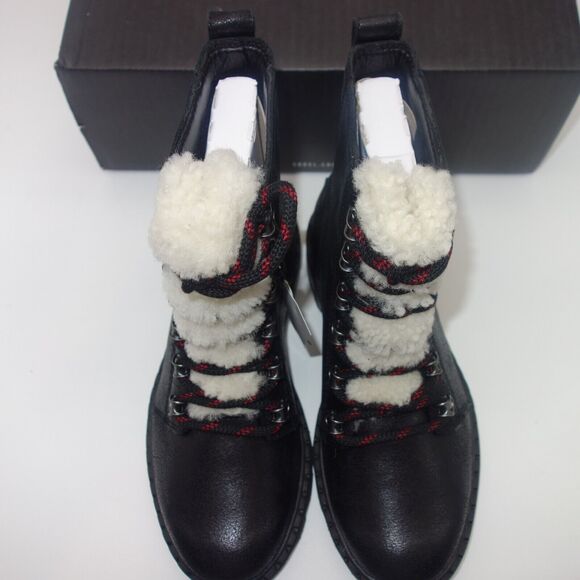 NEW Sorel Lennox Lace Cozy Boots Waterproof Shearling Lug Women's 5 Black - Picture 9 of 13